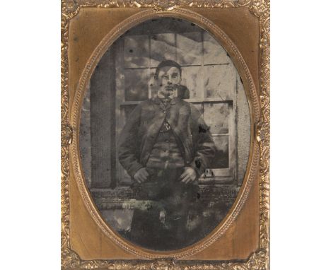 VICTORIAN AMBRO TYPE PORTRAIT PHOTOGRAPH inscribed verso 'Mr James Blackstock Esq, Sandholme Mill, Barnacre, Nr Garstang', in
