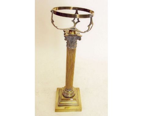 A Victorian brass oil lamp frame