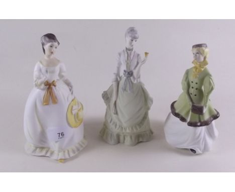 A set of three Royal Worcester bisque figures: Fragrance, Winter Waltz and Summertime