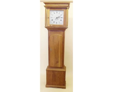 An oak longcase clock with restored antique thirty hour movement in modern hand made case,, the dial signed Henry Hemming of 