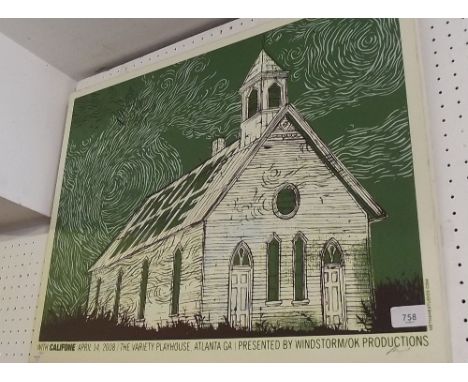 A limited edition four colour silk screen print of a chapel 'The Variety Playhouse' Atlanta - 48 x 63cm