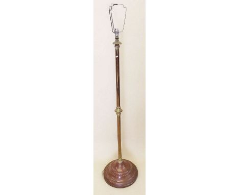 A Victorian brass and copper standard lamp