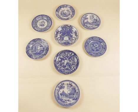 A set of six Spode Italian Blue Room miniature plates and two pin dishes