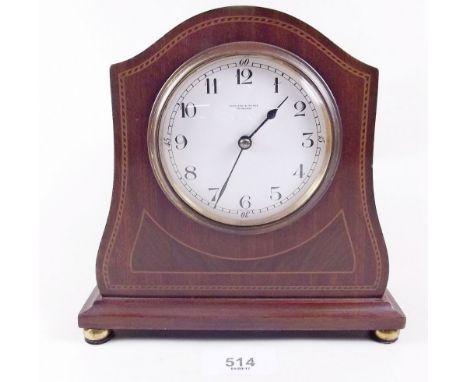 An Edwardian mahogany inlaid mantel clock by Hamilton and Inches, Edinburgh