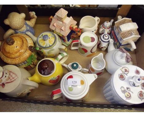 An assortment of novelty teapots, incl Beswick