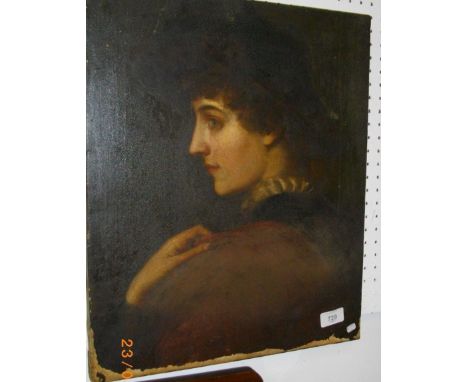 An oil on canvas portrait of a woman - 45 x 38cm