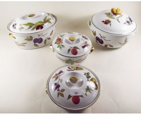 A large Royal Worcester Evesham tureen, oval tureen and two smaller tureens