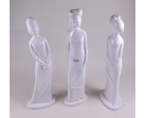 Three Spode white figures by Pauline Shone - 25cm