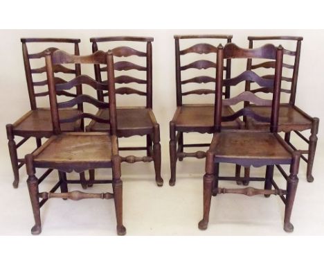 A 19th century matched set of six ladder back dining chairs