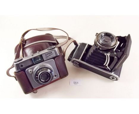 A Zeiss Ikon folding camera and an Ilford Sportsman camera