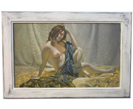 Krys Leach (British, contemporary), 'Silver and Gold' , oil on board, signed and dated Nov 19, 51x30cm, framed and glazed