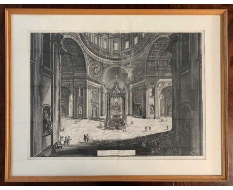 Giovanni Battista Piranesi (Italian, 1720-1778), Interior of St Peter's Basilica, etching, first state, Ref: Hind 102, 69x50c