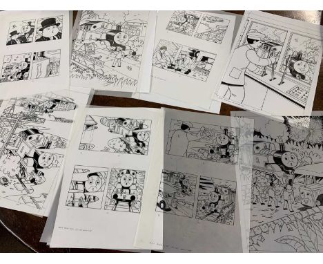 Twenty five original ink / cell illustrations for Thomas the Tank Engine by illustrator John York, approx 29x26cm (smallest) 