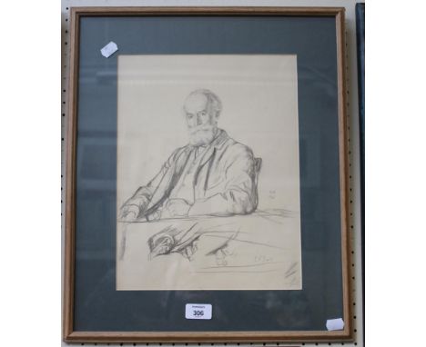 Francis Dodd (1874-1949) Seated portrait study of Charles Prestwick Scott (1846-1932), pencil study, signed and dated 1916 an