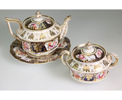 Probably H.R. Daniel, a mid 19th century bone china part tea service, comprising six large and six small tea cups, twelve sau