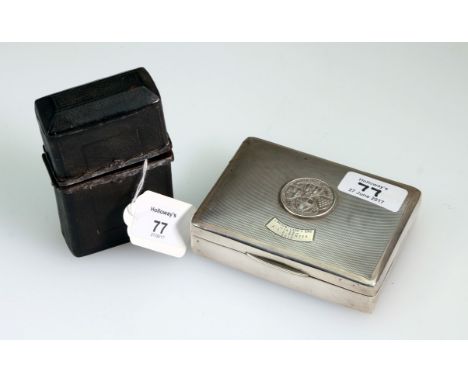 A 1930s engine turned silver presentation cigarette box, with applied motor cycle club badge and the inscription London-Lands