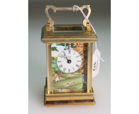 Halcyon Days, a brass ogee cased five glass carriage timepiece, having a lever platform escapement, the sides and front panel