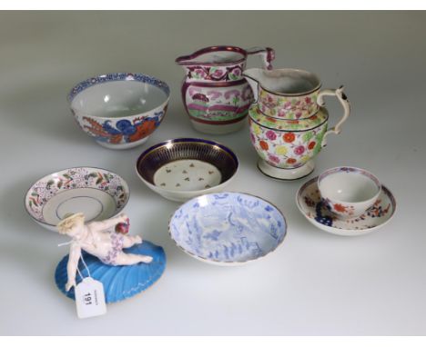 A Christopher Dresser design for Minton,  bone china cup and saucer with enamelled puce ground,No 5608, together with other 1