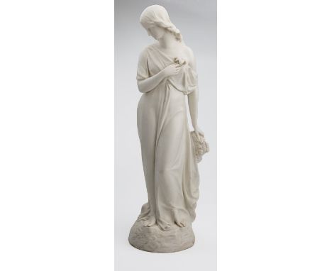 A Copeland Ceramic and Crystal Palace Art Union parian figure of Purity, signed M. Noble, impressed marks, 44.5cm