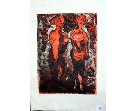 Breat? A pencil signed and numbered lithograph 'Two figures' 11/30, 40 x 29.5cm, unframed