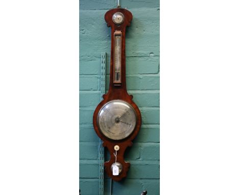 A Victorian mahogany four function mercurial barometer, by A Vannini of Sheffield, fitted hygrometer, thermometer and level, 