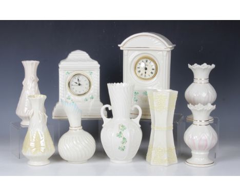 A collection of Belleek, mid-20th century and later, including a limited edition Archive Collection 2007 Panel Vase, numbered