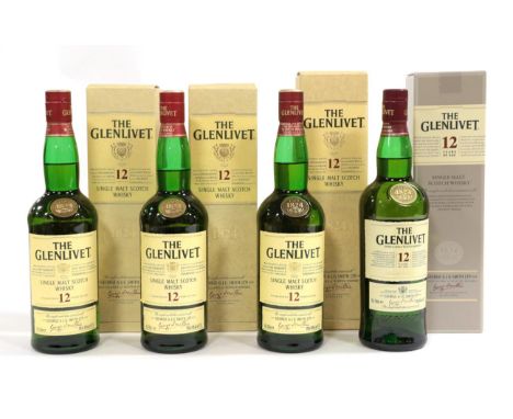 The Glenlivet 12 Year Old Single Malt Scotch Whisky 40% 70cl, in original card sleeve (four bottles)  From a single private o