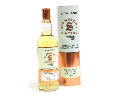 Rosebank Signatory Vintage 1991 14 Year Old Lowland Single Malt Scotch Whisky distilled 1991, bottled 2006, cask numbers 4753
