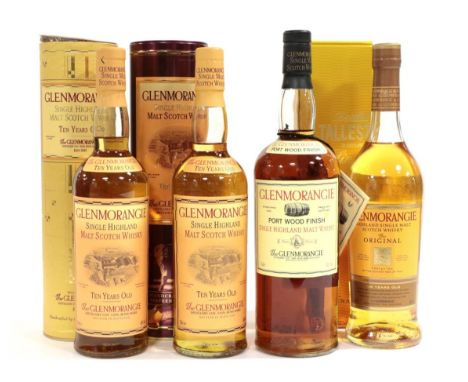 Glenmorangie 10 Year Old Single Highland Malt Scotch Whisky 40% 70cl, original tubes (two bottles), Glenmorangie Single Highl