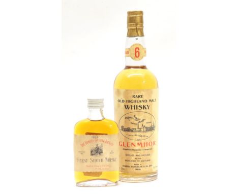 Glenmhor 6 Year Old Rare Highland Malt Whisky 262/3 fl.oz., 70° proof, 1970s bottling (one bottle), The Famous Grouse Finest 