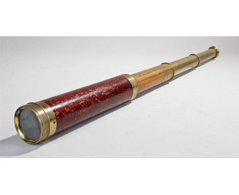 Adie three drawer telescope, the brass telescope signed R Adie 28 Bold Street, Liverpool, with mahogany grip