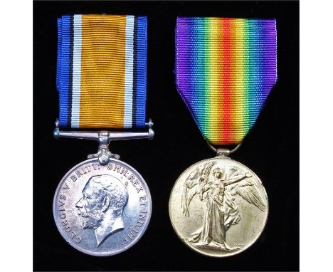 First War Suffolk Regiment casualty pair, British War Medal, Victory Medal (40889 PTE J. MARCHANT. SUFF, R.) born in Sandhurs