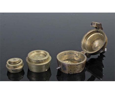 Rare set of 18th Century Russian nested weights, surmounted by a finial above a shaped hinged lid containing graduated weight