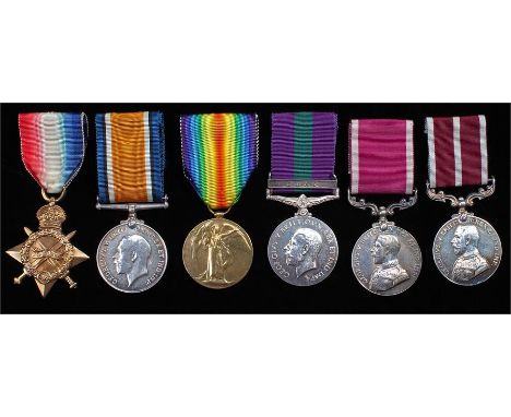 Group of Five, consisting of a First World War trio, together with General Service medal 1 clasp Iraq, GV Long  Service and G