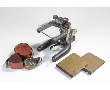 J H Steward Ltd pocket compass, Verners Pattern, together with a George & Becker dissection scope, (2)