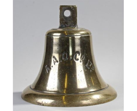 Brass ships bell, A. A. O. Co Ltd, 32cm high