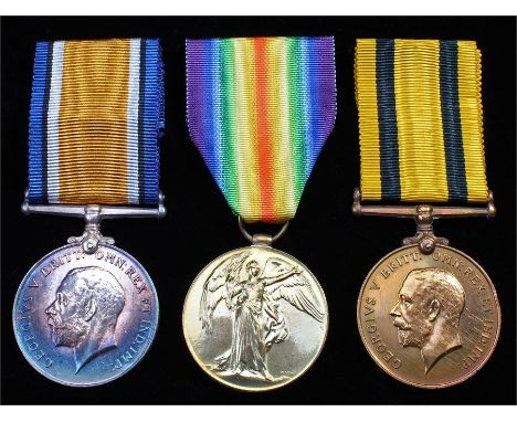 Suffolk First World War medal group, to include Victory medal ( 994 PTE. W. FAIRWEATHER. SUFF REG.) an erased War medal and a