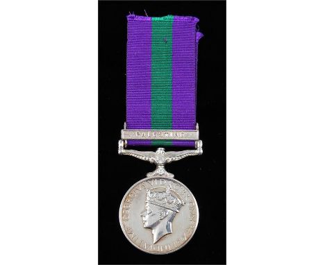 General Service medal 1918-1962, one clasp Palestine, (4342123 PTE L E NIGHTINGALE E YOR R)