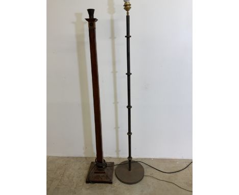 A industrial style metal standard lamp with cylindrical base and another.W:cm x D:cm x H:155cm