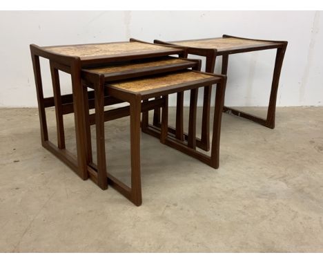 A G Plan nest of tables and another with retro tile effect tops.W:56cm x D:42cm x H:45cm