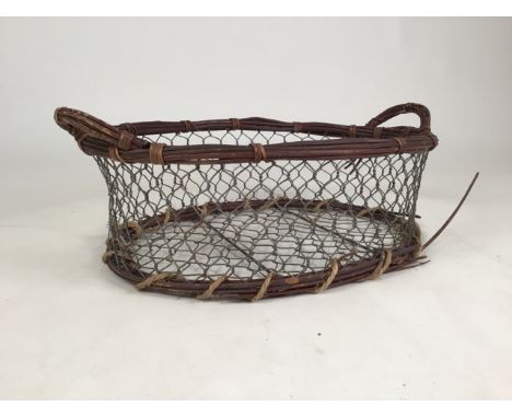 A vintage chicken wire basket