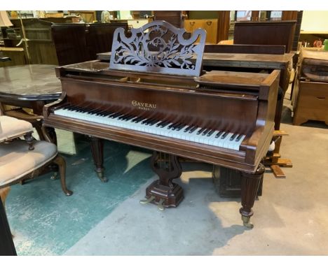 A French mahogany baby piano by Claude Gaveau. 20th Century. W:136cm D:148cm H:99cm Condition Report: Few keys stick