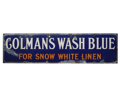 A Colman's Wash Blue enamel advertising sign,single-sided, dated 2-28, weathered with some rusting and loss to enamel, some o