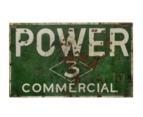 A Power Commercial enamel advertising sign,single-sided, weathered with rusting and loss, some over-painting to rust spots, 9