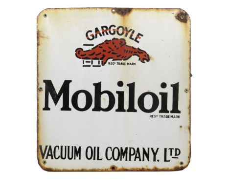 A Gargoyle Mobiloil enamel sign,single-sided, 49 x 45.5cm, some chips loss to mounting hole and edges. Lot to be sold without