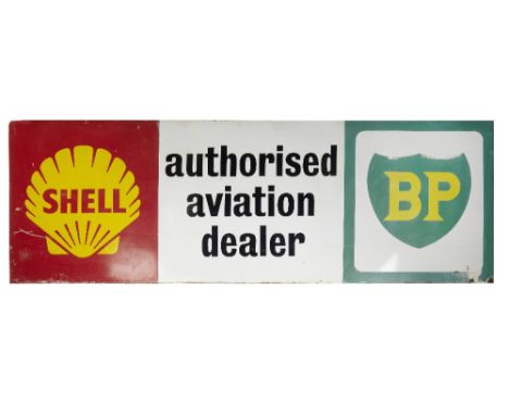 A rare large Shell BP 'authorised aviation dealer' enamel sign,single-sided, in red, green, yellow and black on white, the ed