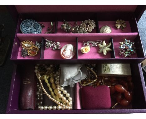 Large assortment vintage costume jewellery in box