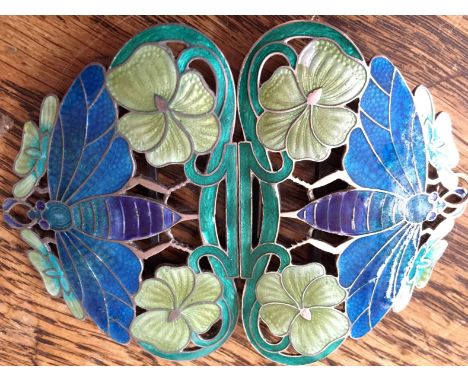 Silver and enamel buckle marked sterling silver Co.