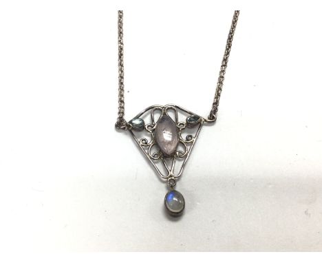 A vintage necklace of an art nouveau style. Set with amethyst and moonstone. 40cm long. Postage A- NO RESERVE