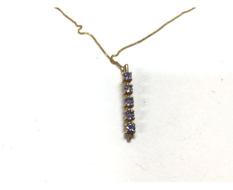 A 9ct gold chain with gold necklace set with blue gem stones. 2.13g Postage A